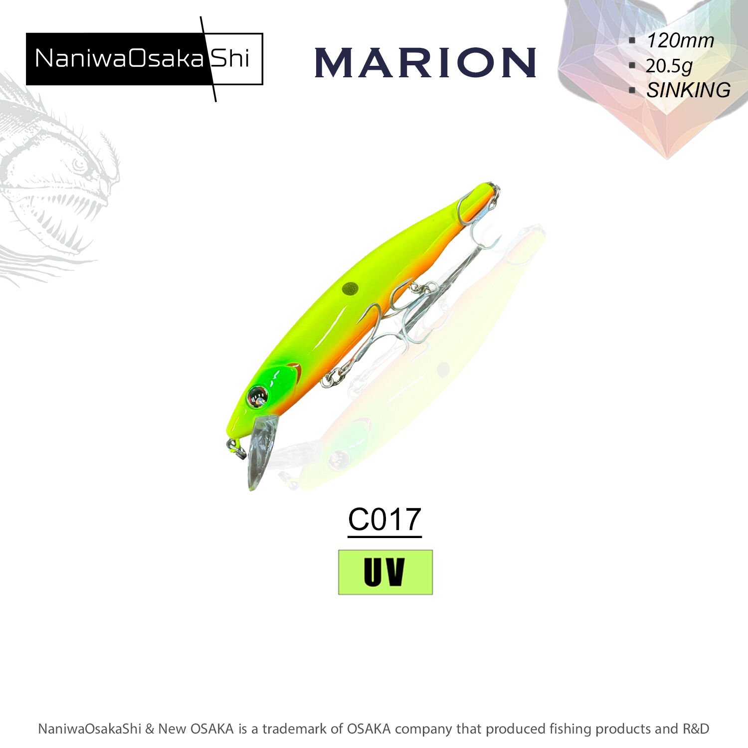 NANIWAOSAKASHI MARION 120MM 20,5GR SINKING C017 SAHTE BALIK