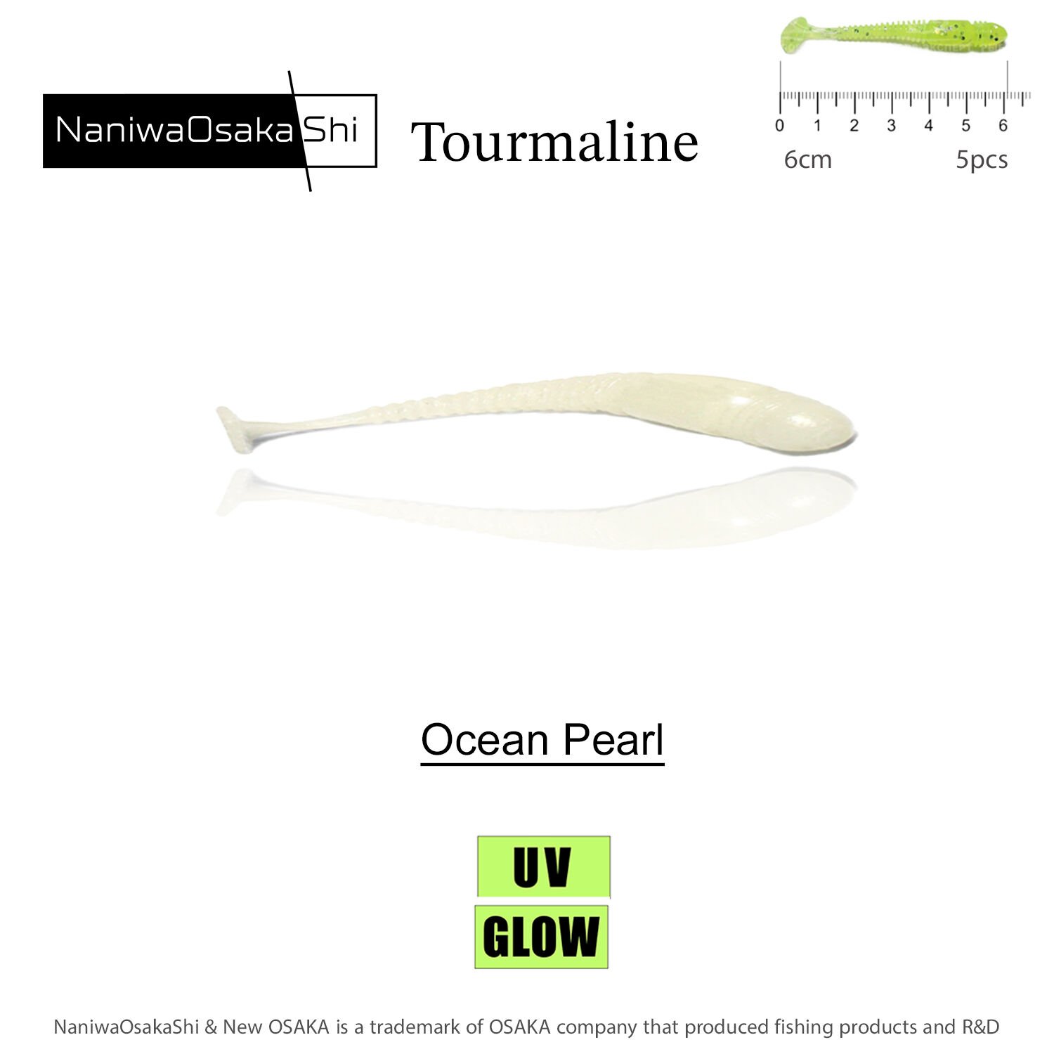 NANIWAOSAKASHI TOURMALINE 6CM OCEAN PEARL 5PC SAHTE