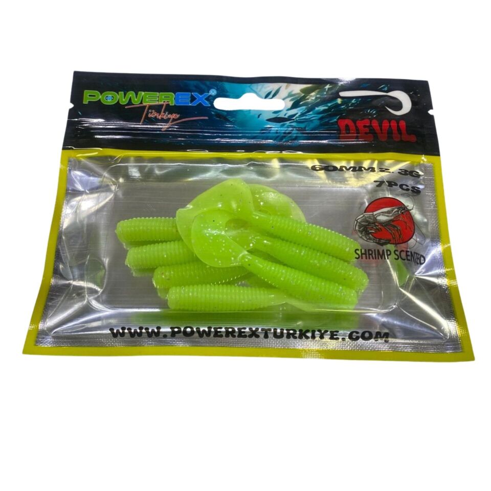 Powerex Devil Kurt 60mm 2.3gr Karides Kokulu 7'li Paket Suni Yem 8303